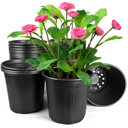 HQAUT 3 Gallon Pots for Plants, 10.6 Inch Gallon Nursery Pots with Drainage Holes, 3 Gallon Plastic Plant Pots for Cuttings, Seeding, Succulents, Transplanting