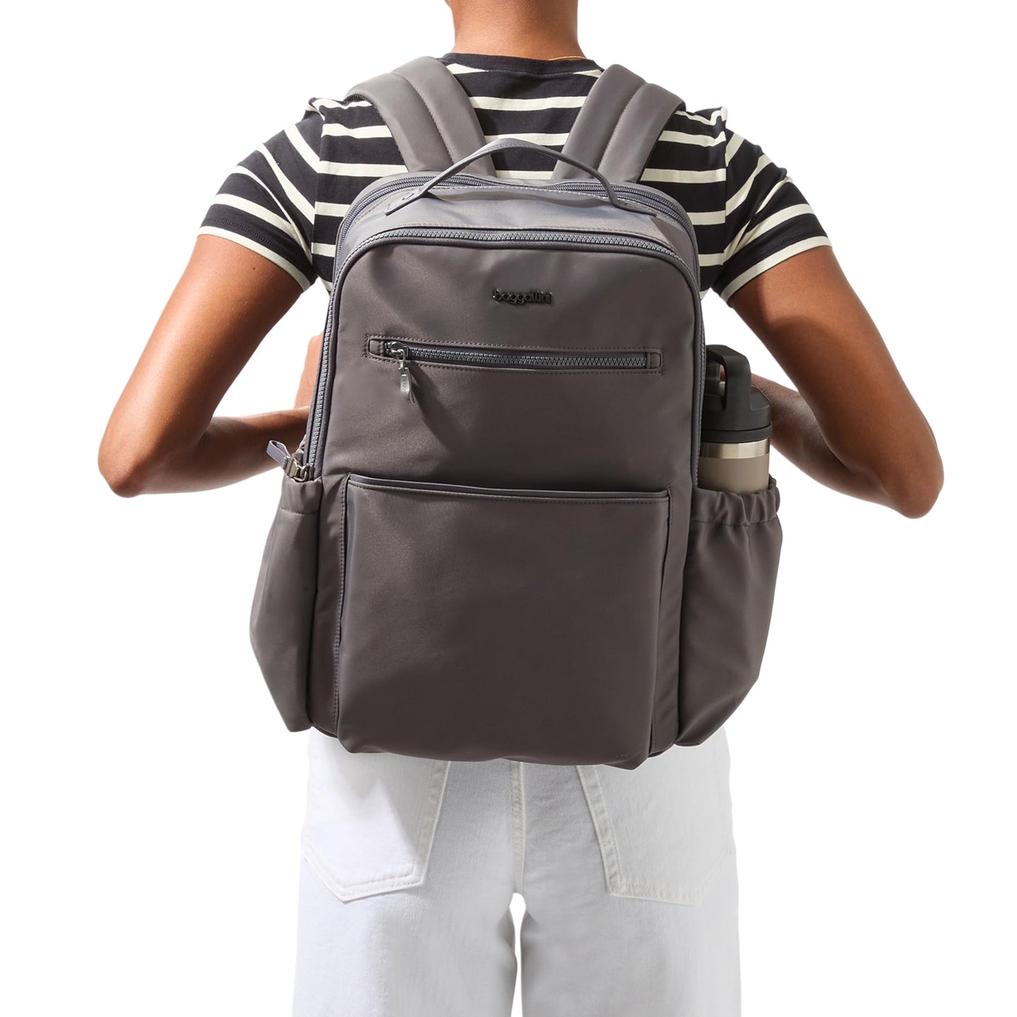 Baggallini Tribeca Expandable Laptop Backpack - 15"x11" Lightweight RFID Computer Bag for Work & Travel with Luggage Sleeve