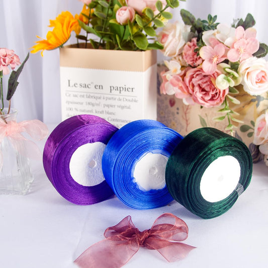 CHHEART Sheer Organza Tulle Ribbon Set 3 Roll Clear Ribbon 1.5 Inch x 50 Yard Blackish Green Organza Ribbons for Gift Wrapping, Wedding, Christmas Tree, Flower Bouquets, Wreaths, Crafts