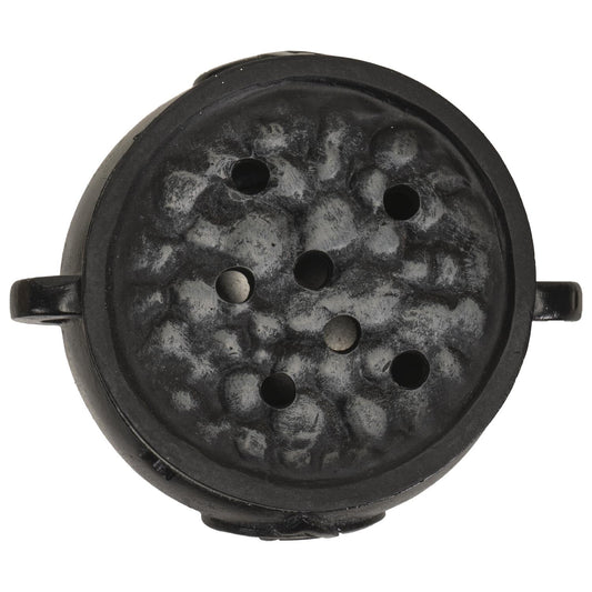 Pacific Giftware Black Celtic Triquetra Symbol Cast Iron Cauldron Incense Cone Burner Decorative Wiccan Pot with Lid Polyresin Home Decor 3.14" H