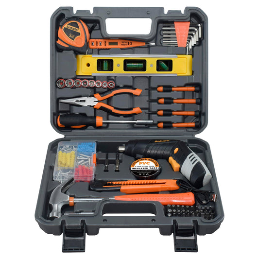 SOLUDE 130-Piece Home Tool Kit with 3.6V Electric Screwdriver,Basic Household Tool Set for New Home,Apartment,College Dorm and DIY Projects