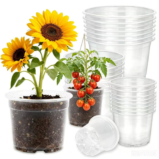 Generic 36 Pack Clear Nursery Pots with Drainage Holes, Transparent Plastic Planters for Indoor and Outdoor Use, 3.5/5/6/7 Inch Seed Starter Pots Flower Pots for Plants