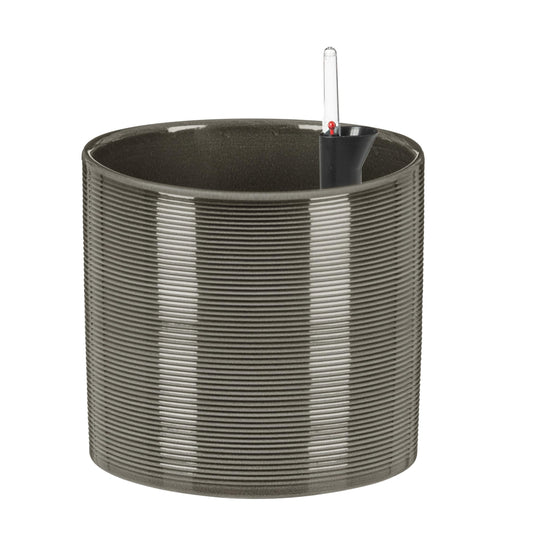 Scheurich Wateringsystem 23, Ceramic Flower Pot with Watering System, Colour: Glas Grey, 23 cm Diameter, 21 cm Height, 7,4 l Vol.