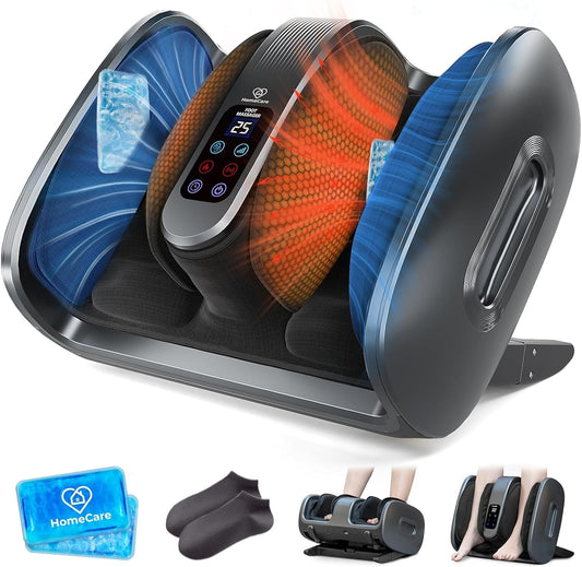 Foot Massager with Heat & Cold, 2026 Upgraded Shiatsu Foot & Calf Massager Machine, 4 Modes, 6 Levels, Electric Foot Massage for Feet, Legs & Arms, Home Office Relaxation for Women and Men-Gray