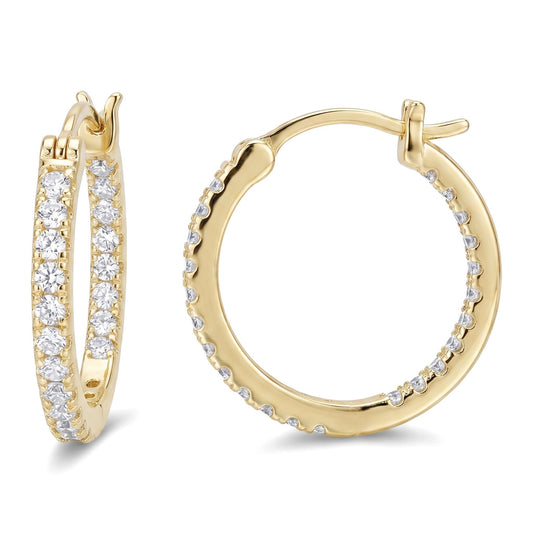 WORFRIL 14K Gold Hoop Earrings for Women Cubic Zirconia Pave Round Hoops Sparkling Lightweight Huggie Style Elegant Jewelry 35mm