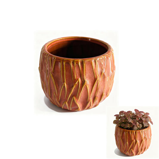 YIOXIN Modern Ceramic Cache Pots for Indoor Plants - 4.72 Inch Decorative Planter with No Drainage Hole, Sleek Indoor Flower Pot for Desk Decor, as Cover Pot for Succulents and Small Plants