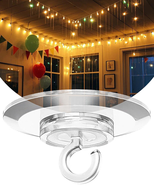 (ApeBest) 25 Pack Adhesive Ceiling Hooks for Hanging：Clear Adhesive Strips Sticky Hook for Ceiling Decorative No Drill Hooks for Bedroom Classroom Kitchen Party Halloween Christmas Decorations