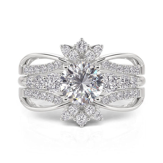 Jeulia Interchangeable Twist Infinity Engagement & Wedding Band Ring Set for Women 925 Sterling Silver Bridal Set with 1.9ct Diamonds Anniversary Promise Gift with Jewelry Box (White Daimond, 7.5)