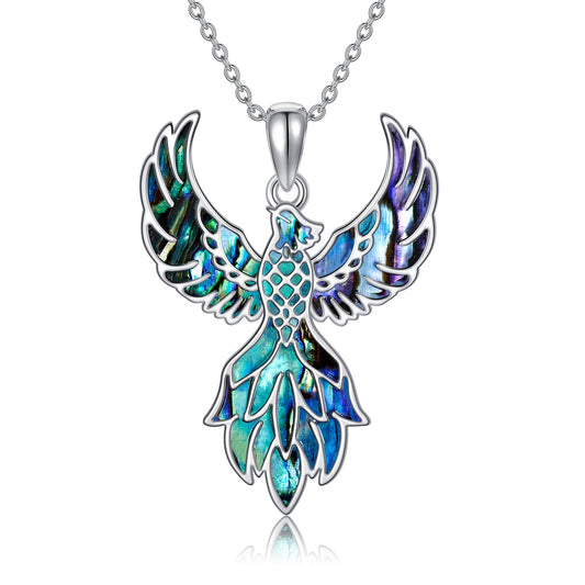 YAFEINI Phoenix Necklace S925 Sterling Silver Abalone Shell Phoenix Pendant Necklace Phoenix Jewelry Gifts for Women Mom Wife