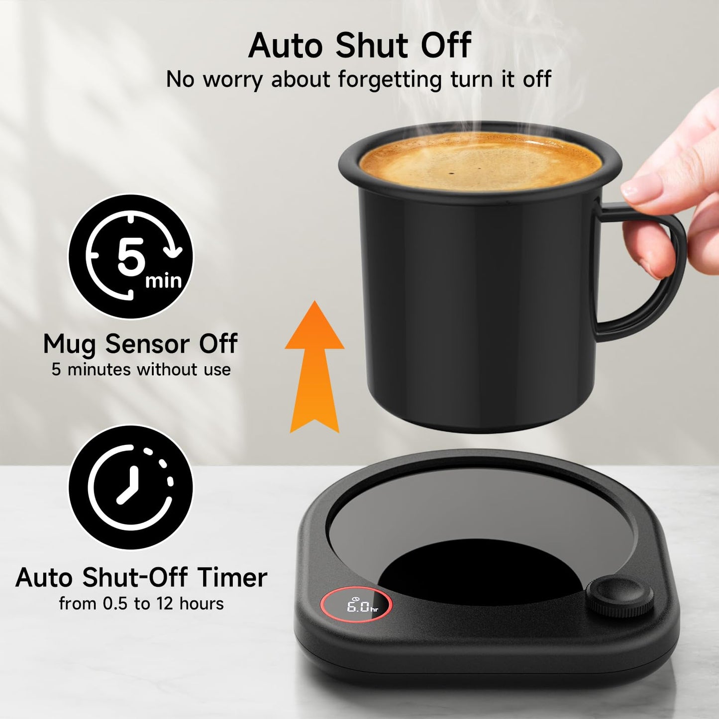 Oracer Coffee Mug Warmer for Desk, Electric Cup Heater for Tea Milk Beverages with Adjustable Temperature Display, Auto Shut Off Timer Mug Sensor, Candle Wax Heating Plate, Ideal Gift Accessory