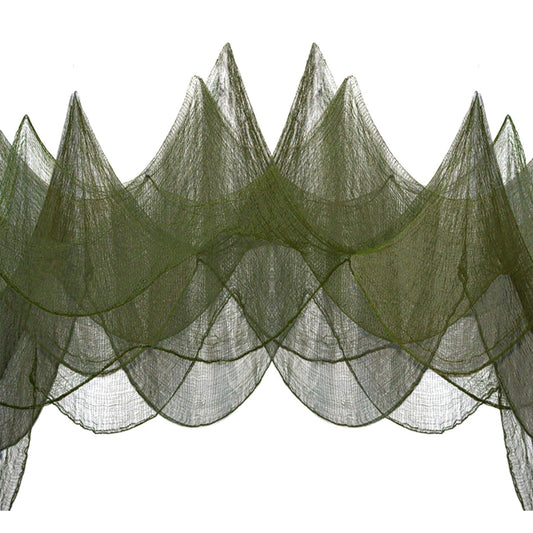 472 x 40 Inch Large Size Green Creepy Cloth Decoration Halloween Spooky Gauze Scary Hanging Fabric Cloth for Home Wall Yard Haunted House Halloween Party Supplies(472 x 40 Inch)