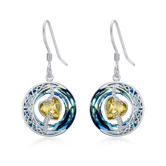 TOUPOP Citrine Earrings November Birthstone Earrings Sterling Silver Moon and Star Drop Dangle Earring Jewelry Blue Crystal Birthday Mothers Day Gifts for Women Mom Her