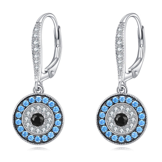 YFN Evil Eye Earrings for Women Sterling Silver Evil Eye Dangle Earrings CZ Minimalist Jewelry Gifts for Women Greek Protection Jewelry