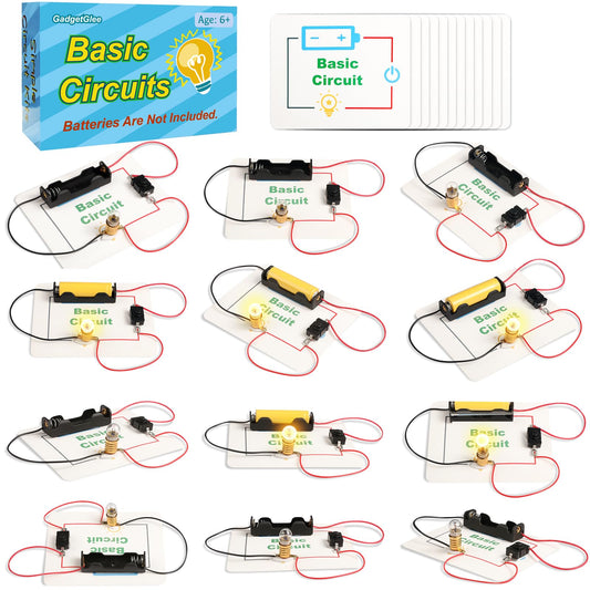 12 Bulk Electric Circuit Kit for Kids Age 6-8 8-12, Basic Circuits Science Light Bulb Experiments for Beginners, Class STEM Projects STEAM Activities, Classroom Educational Circuit Board Building Kits