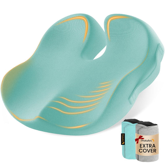 ProtoArc Extra Large Seat Cushions for Office Chairs, Ergonomic Memory Foam Seat Cushion for Home, Extra Cover, Car Seat Cushions for Driving, Pressure Relief Pad for Sciatica - Mint Green