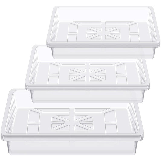DoubleFill 21 Pieces Plastic Plant Tray Saucer Rectangular 6'' 8'' 10'' Clear Thick Sturdy Square Plant Saucer Drip Trays for Pots Window Sills and Window Shelf Indoor Outdoor Garden