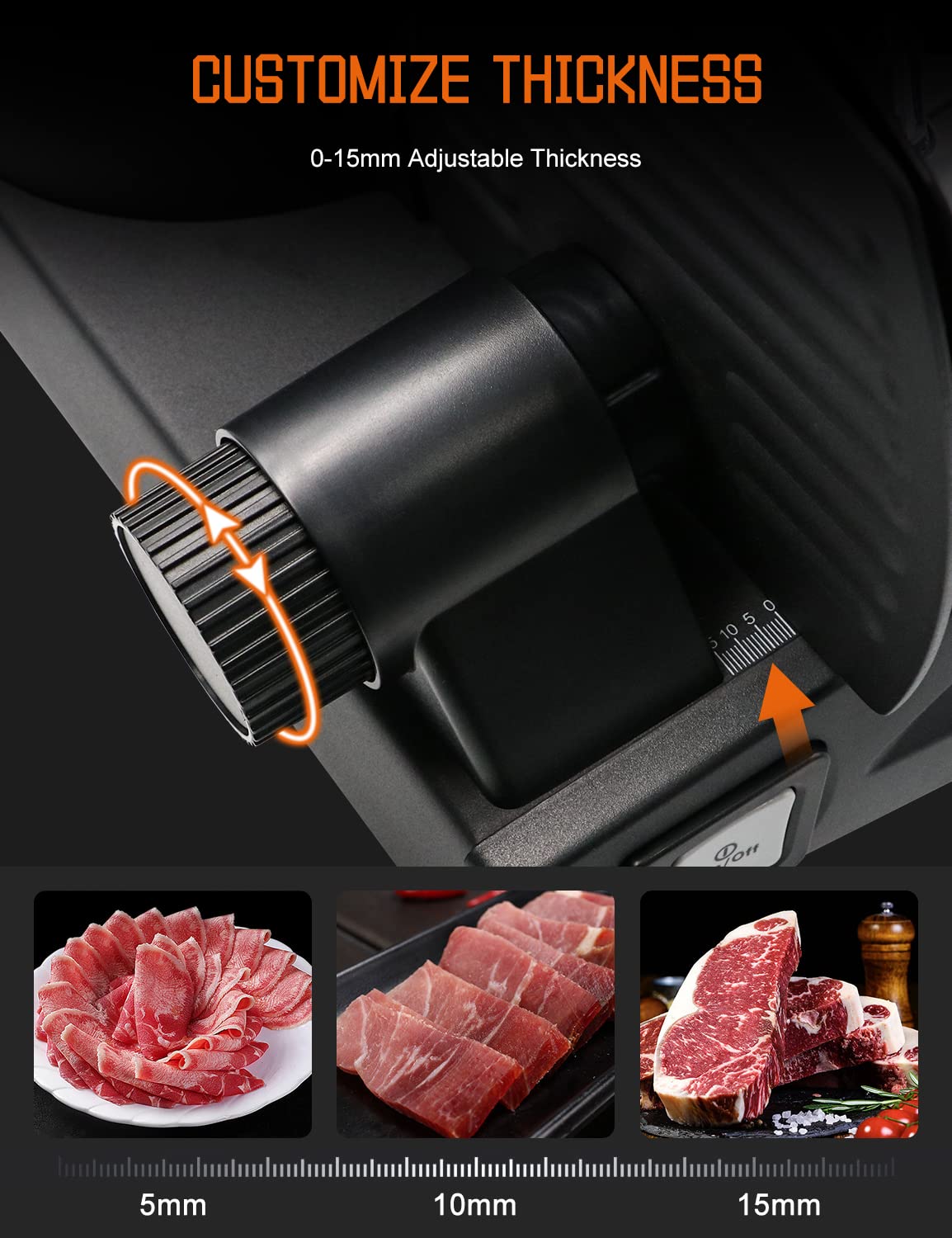 Meat Slicer, 200W Electric Food Slicer with 2 Removable 7.5" Stainless Steel Blades and Stainless Steel Tray, Child Lock Protection, Adjustable Thickness, Food Slicer Machine for Meat Cheese Bread