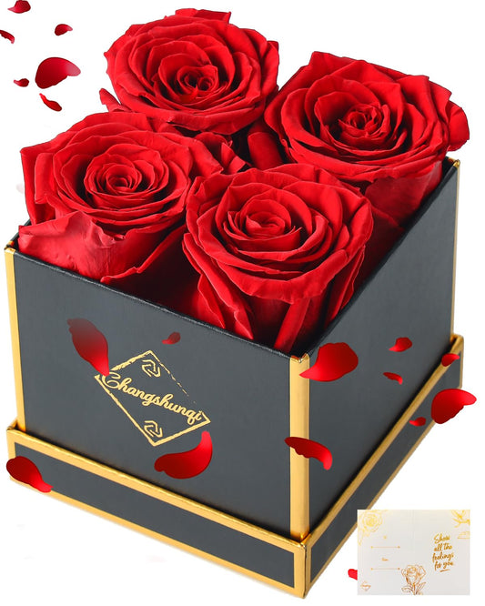 Changshunqi Forever Flowers, Preserved Roses in a Box, Eternal Rose Flowers for Delivery, Forever Preserved Roses for Her Women Wife Christmas Birthday Mothers Flower for Mom Womens Girlfriend