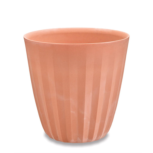 Crescent Garden Pleat Modern Decorative Planter, Indoor/Outdoor Pot, Resin Planter with Drain Hole - 15" W x 15" H (Terracotta-Colored)