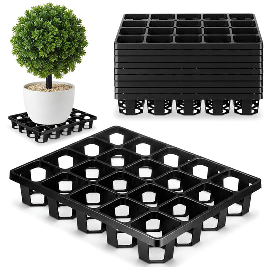 Ferrochef 10 Pack Plant Level Pot Elevator 12 x 9.8 x 2 Inch Plastic Level Potted Riser Heavy Duty Plant Pot Holder UV Resistant for Indoor Outdoor Garden Patio Airflow Root Health, Black