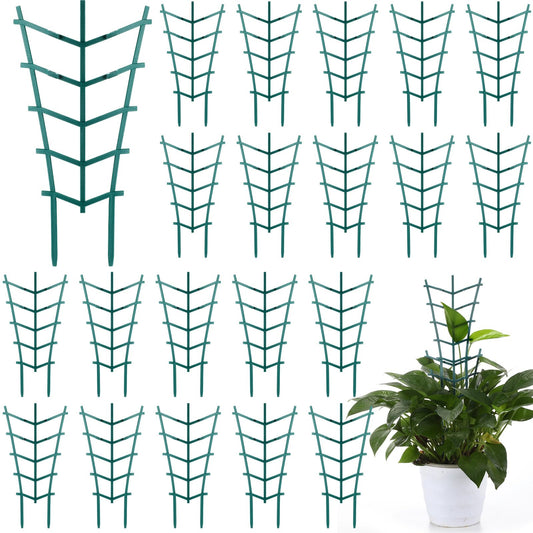 Sunnychicc 50 Pack Plant Trellis for Pots Garden Trellis for Potted Plants Flower Pots Support Stackable Plastic Mini Trellis for Climbing Plants Peas(Straight Line)