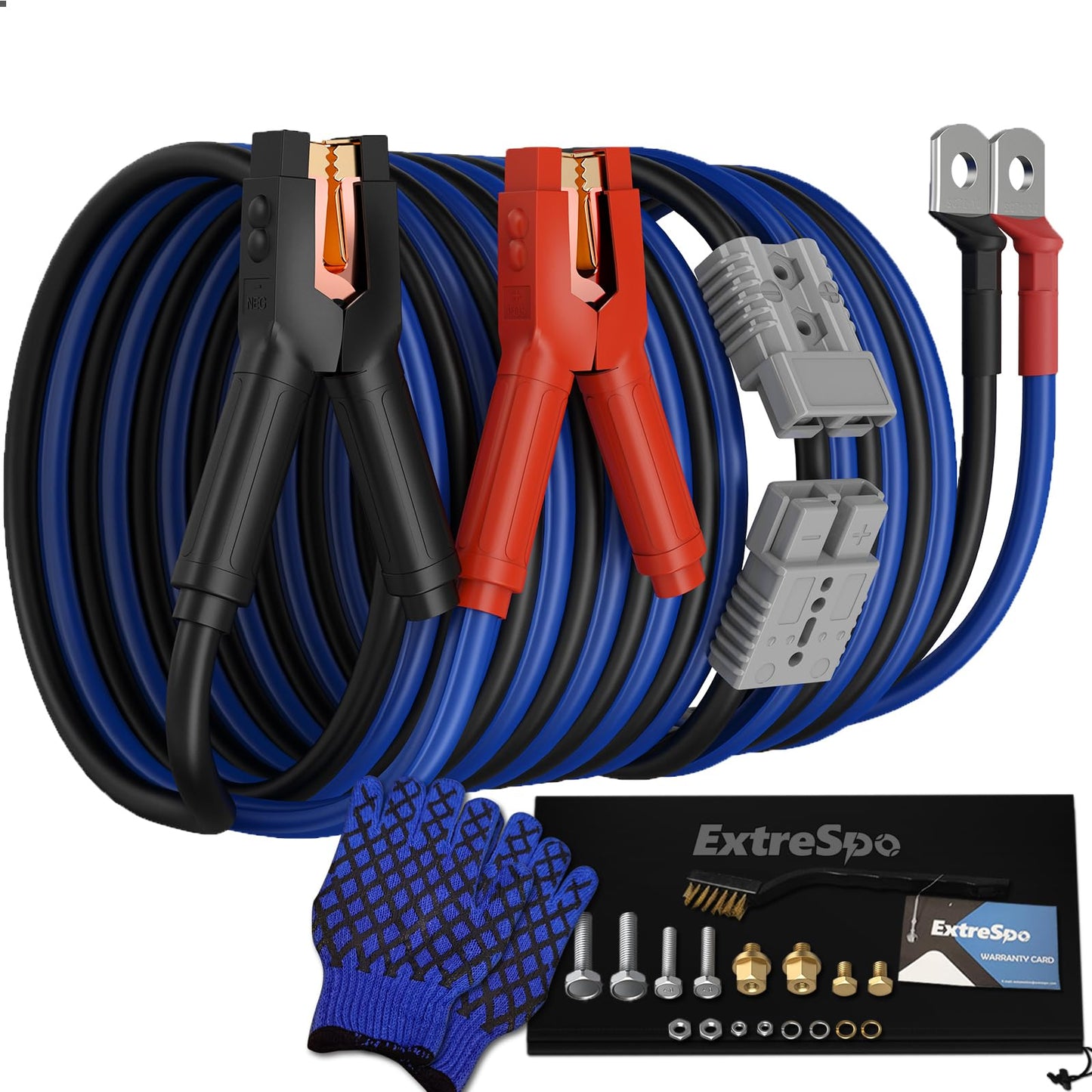 Heavy Duty Jumper Cables - 4 Gauge 20 Feet 600Amp Automotive Booster Cables for Car Battery, for Car, SUV and Trucks, Jumper Cables Kit with Carry Bag, Gloves, Brushes (4 Gauge 20 FT)…