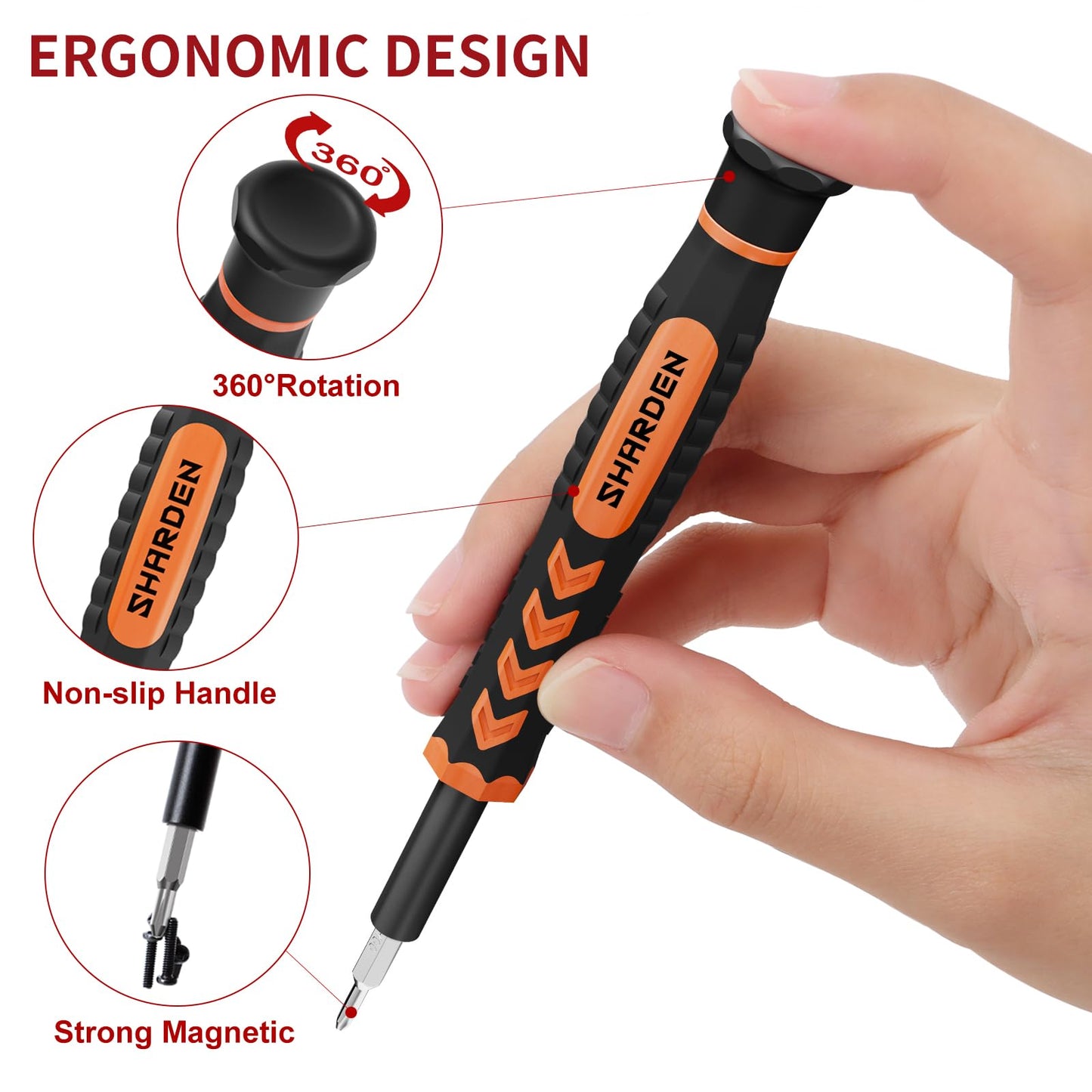 SHARDEN 58 in 1 Small Precision Screwdriver Set Magnetic Mini Screwdriver Set with Case Professional Electronic Tools Kit for iPhone, MacBook, Computer, Laptop, PC, RC, PS4, Xbox, Eyeglasses, Watch