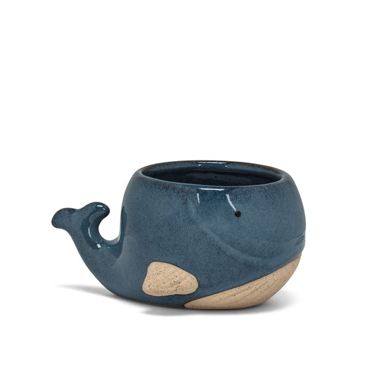 Abbott Collection Stoneware Whale Planter - Small (2" H)