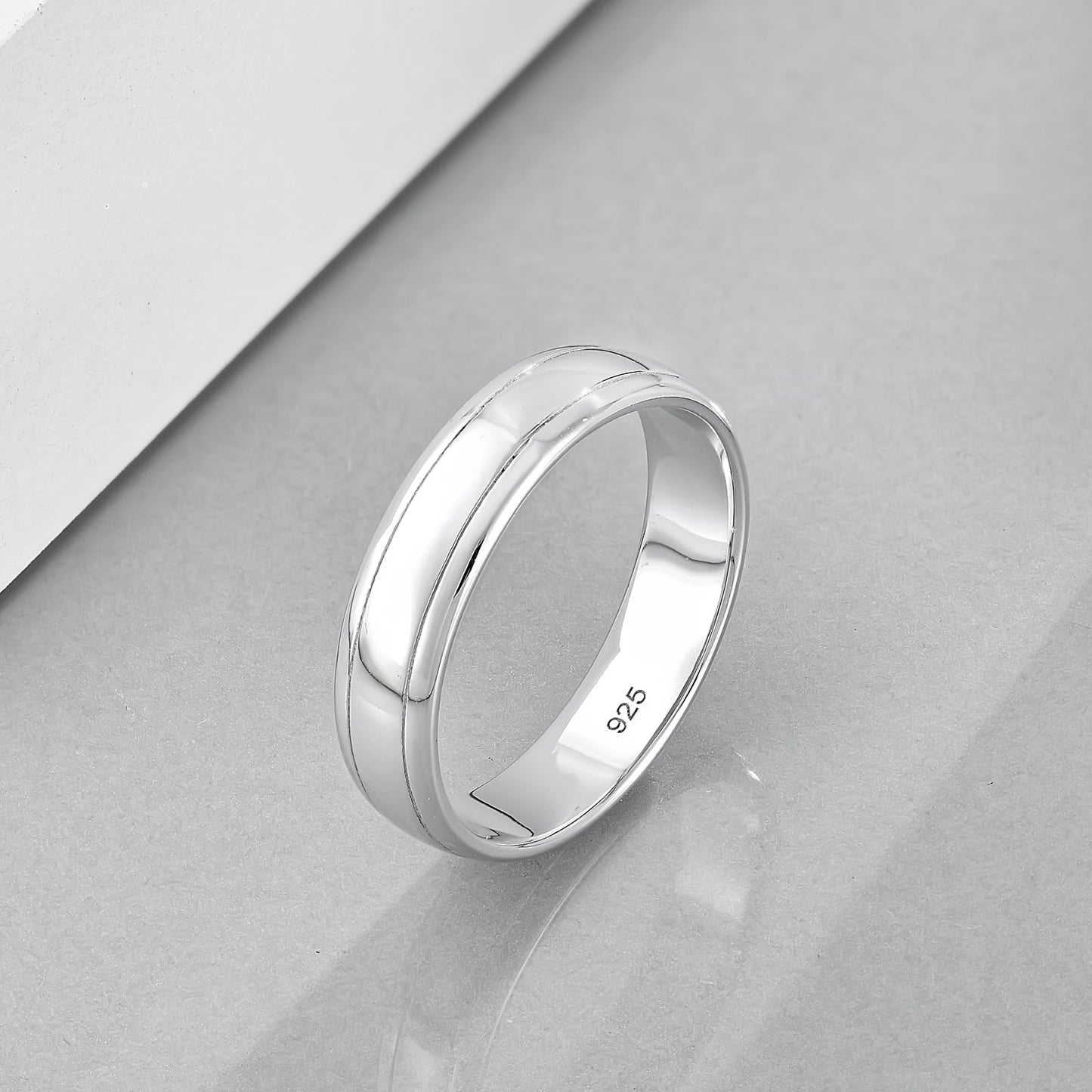STARCHENIE 5mm Wedding Band Ring, 925 Sterling Silver Comfort Fit, Sizes 10