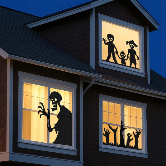 FYSUIMU 3Pcs Halloween Window Decor Large Scary Clings Fabric Decoration 47 x 31.5 Inch Black Zombie Arm Spooky Monster Window Silhouette Cover for Wall Garage Home Indoor Outdoor Trick or Treat Party
