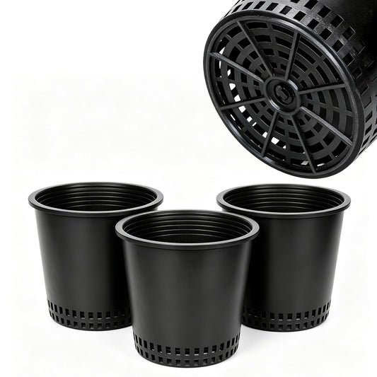 Gyfofix 1 Gallon Black Nursery Pots, 3 Pack 7 Inch Plastic Tidal Planter, Heavy Duty Breathable Mesh Plant Pots with Drainage Holes, Durable Net Cups for Indoor and Outdoor Gardening
