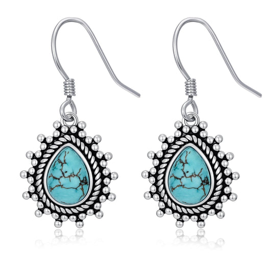 Eetaitai Turquoise Earrings 925 Sterling Silver Western Earrings Cowgirl Earrings Native American Jewelry Boho Jewelry for Women Mothers Day Gifts for Mom Wife Sister