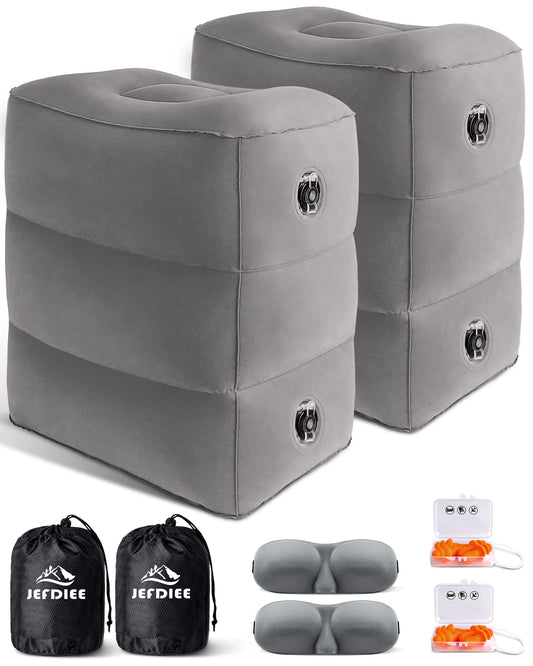 JefDiee Inflatable Travel Foot Rest Pillow,Kids Airplane Bed,Adjustable Height Flight Pillow,Travel Essentials for Airplane,Office,Home,Trains,Cars