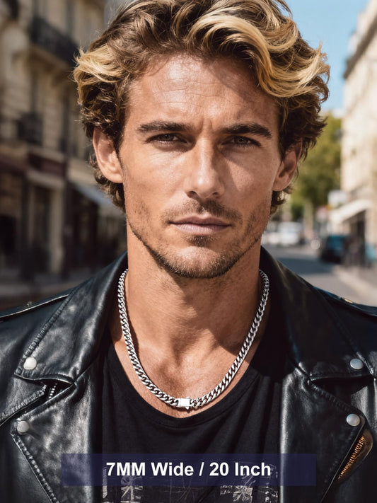 Bandmax Mens Necklaces 30 Inch Stainless Steel Long Cuban Link Chain for Men Miami Chain Necklace Women Hip Hop Rock Biker Rapper Chain Jewelry