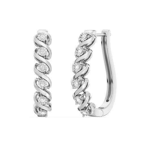 Gilded 1/10 ct. T.W. Lab Diamond (SI1 Clarity, F Color) and Sterling Silver Twist Hinge Hoop Earrings