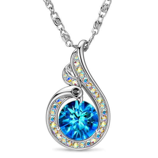 Kate Lynn Phoenix Sapphire Birthstone Necklaces for Women Pendant Necklace Crystal Jewelry, Birthday Gifts for Women Wife Girlfriend Mothers Day Gift for Mom Daughter Unique Lady Christmas Jewelry Gift for Her, September Birthstone Blue Necklace
