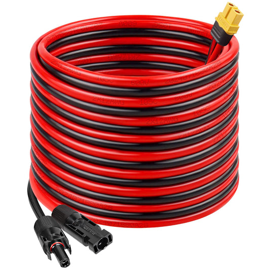 MOOKEERF Solar to XT60 Charge Extension Cable 25FT 12AWG XT60 Solar Cable for Portable Power Station Battery Pack