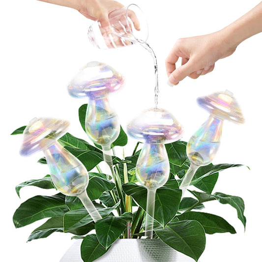 JFLLAJNF Plant Watering Globes-4pcs Self Watering Planter Insert,Plant Watering Devices,Glass Watering Bulbs for Indoor Plants,Mushroom Watering Globes,Top-Fill Watering