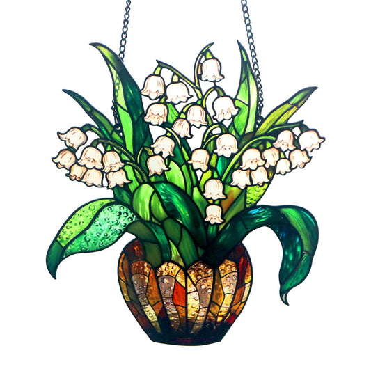Acrylic Hanging Potted Plant for Window Doors Home Decoration，Sun Catchers for Windows Hanging，Valentine's Day Mother's Day Birthday Gifts(TYU728)
