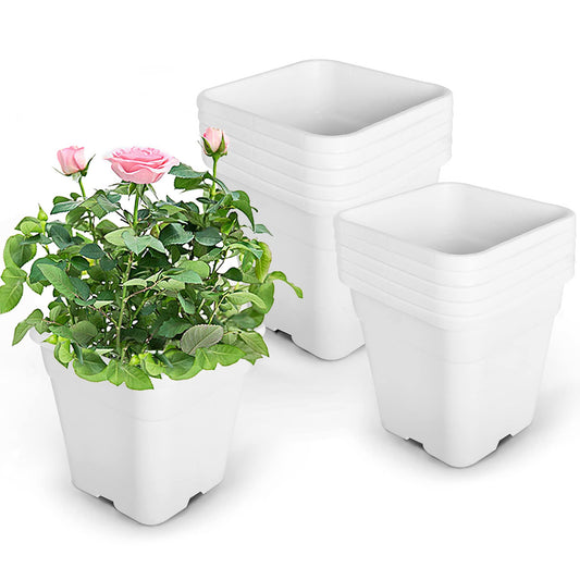 HOSTIC 1 Gallon Square Nursery Pots Flexible Plastic Pots for Plants Gallon Pot with Drainage Holes 10 Pcs