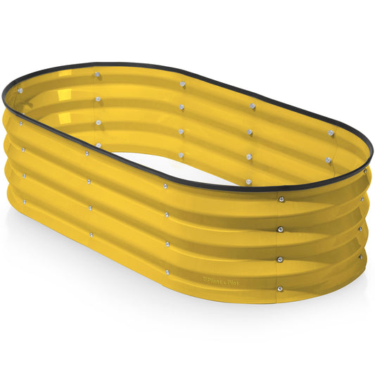 Plant & Plot Galvanized Raised Garden Beds Outdoor // 4×2×1 ft Planter Raised Beds for Gardening, Vegetables, Flowers (Yellow) // Large Metal Garden Box