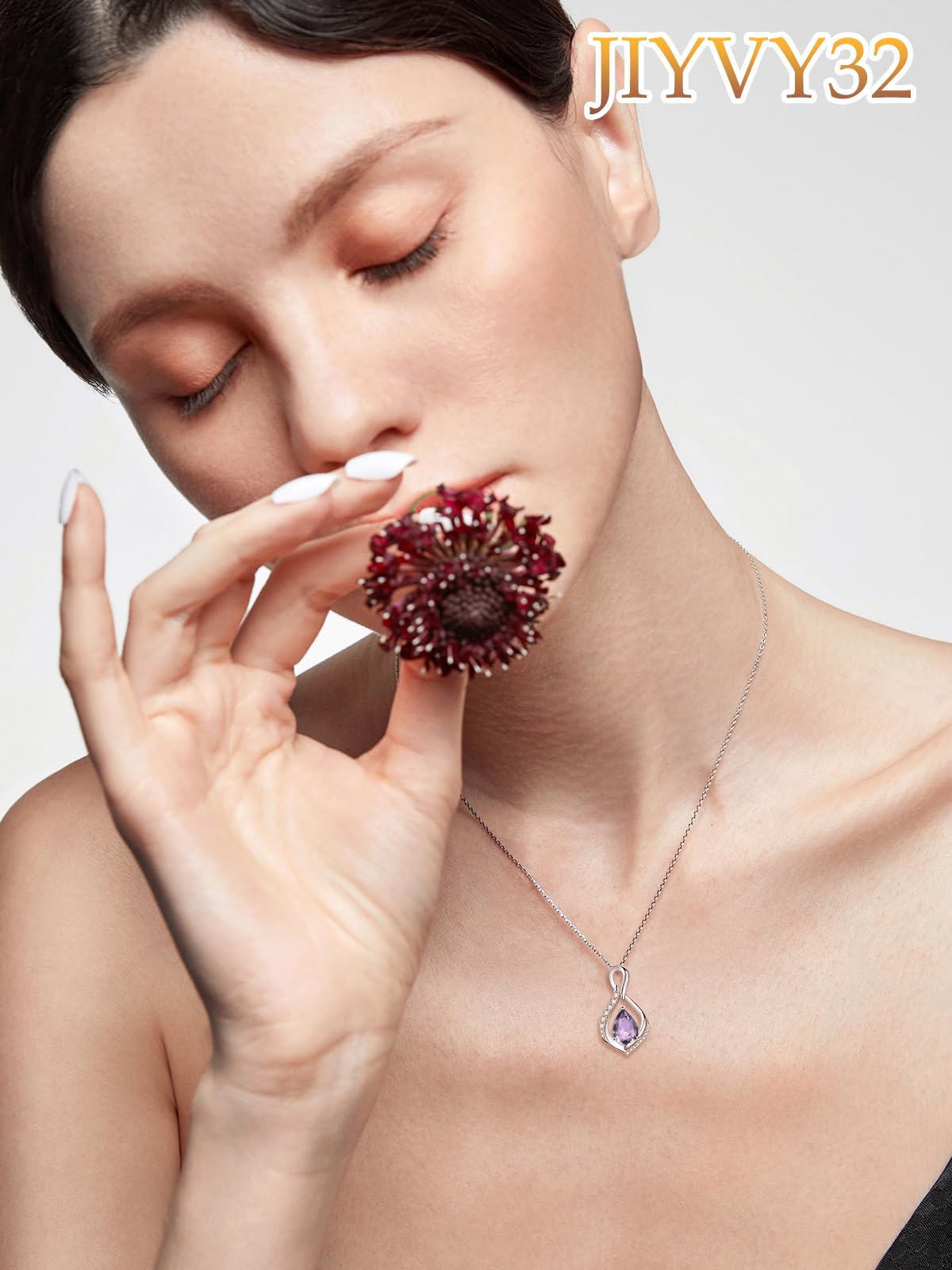 JIYVY32 Alexandrite Infinity Necklace for Women June Birthstone Necklaces White Gold Plating Anniversary Birthday Gifts for Wife Her Mom Girlfriend Birthstone Jewelry Gifts for Women