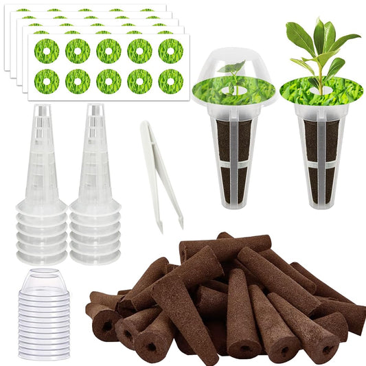 105 Seed Pod Kit for Aerogarden, Hydroponics Accessories for System Compatible with Hydroponics Supplies from All Brands, 30 Grow Sponges, 12 Grow Baskets, 12 Domes, 50 Pod Labels, 1 Tweezer (105 Pcs)