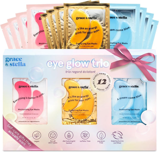 grace & stella Under Eye Patches (12 pairs) Eye Masks for Puffy Eyes and Dark Circles - Graduation Gifts for Teens, Birthdays, Bachelorette Party Favors, Self Care Gifts for Women - Vegan Cruelty-Free
