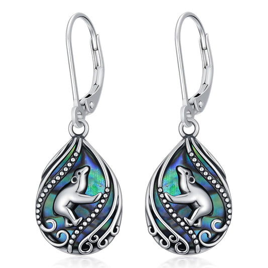 YYmqmq Abalone Polar Bear Earrings for Women 925 Sterling Sliver Polar Bear Dangle Earrings Abalone Jewelry Gifts for Women Girlfriend Mom Birthday Gifts