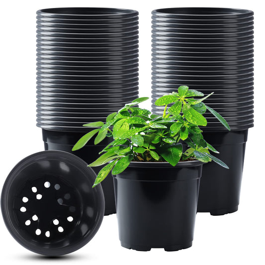 50Pcs Nursery Pots Variety Pack Plastic Pots for Plants,6 inch Seedling Pots with Drainage Holes Indoor Outdoor Flower Pots for Succulent Vegetable Herb