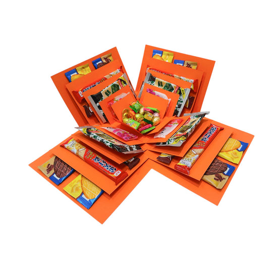 LOOMROOT Gift Box for Holidays, 5 Layer Surprise Picture Box Opens Up, Multi Layer DIY Photos Gift for Birthdays (TANGRINE)
