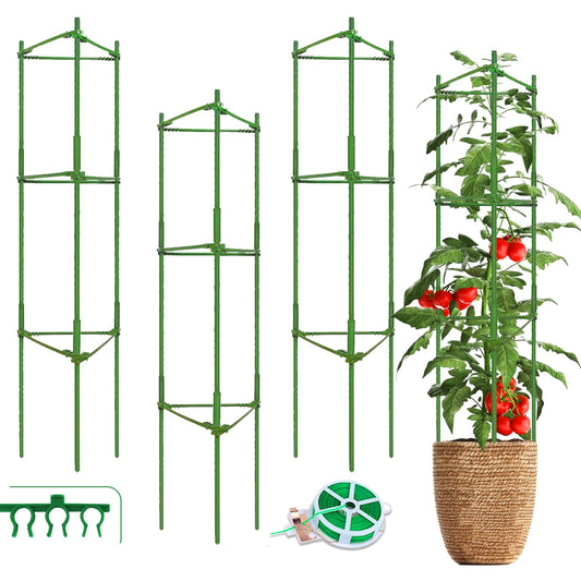Fabulas 3 Pack Tomato Cages - Tomato Trellis Plant Support Stake Cage for Garden and Pots, Adjustable Tomato Plant Cage Tall Up to 48 Inch for Raised Garden Bed Outdoor Climbing Plants Vegetables