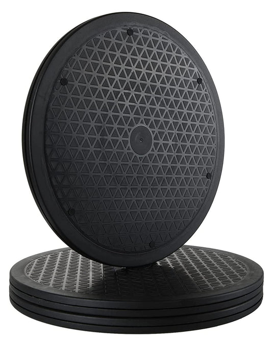 RHBLME 3 Pack Black Lazy Susan, 12 Inch Heavy Duty Rotating Swivel with Steel Ball Bearings Stand for Turntable, Monitor, TV, etc.