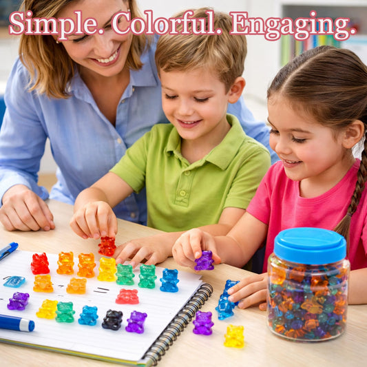 110 PCS Translucent Counting Bears with Storage Jar, Color Sorting Math Manipulatives for Toddlers 3+, Preschool & Kindergarten Learning Toys, Bear Counters